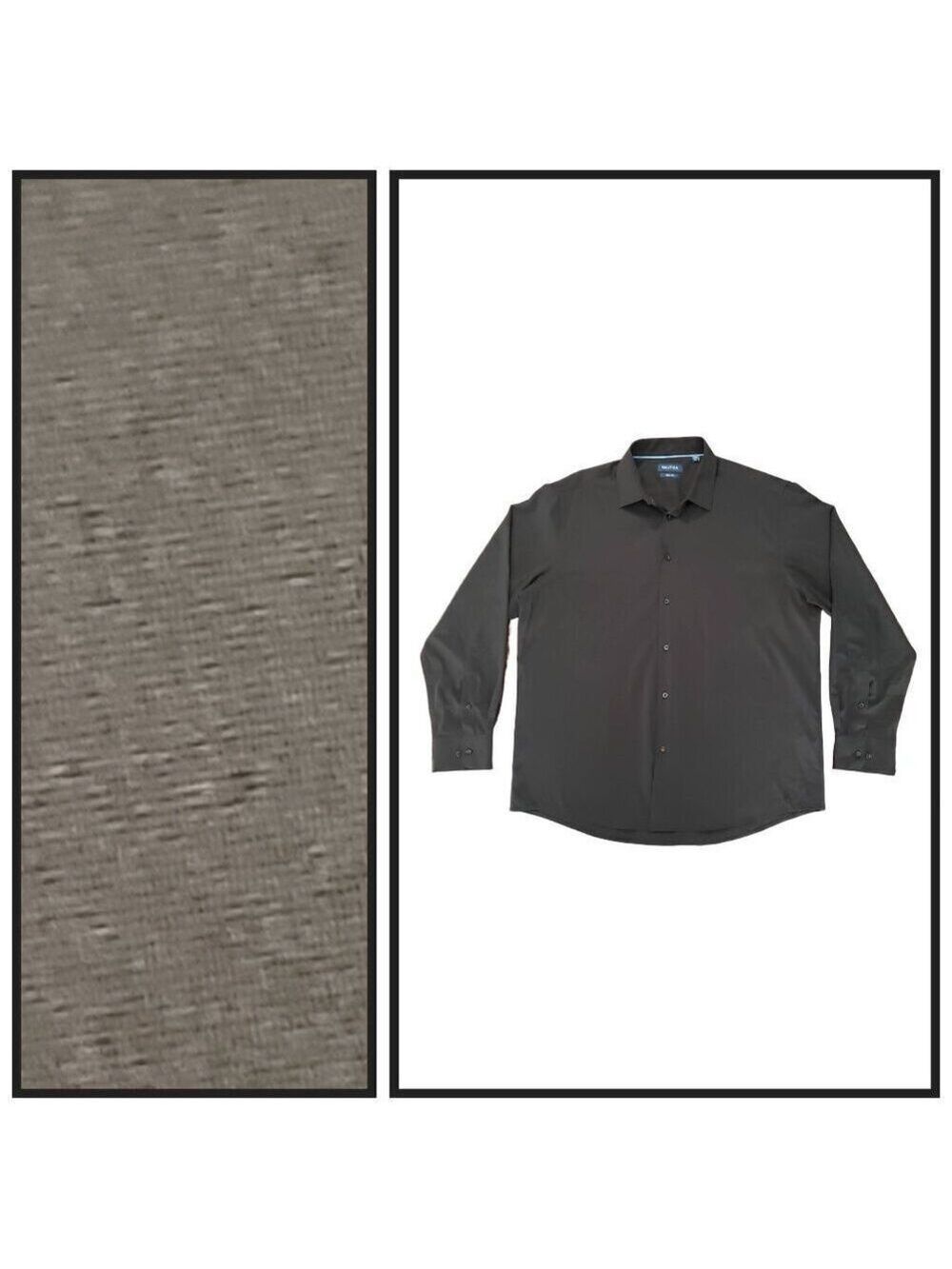 Nautica Black Slim Fit Dress Shirt XL Stretch Button Up
